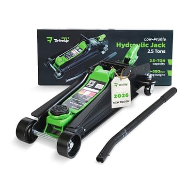 DRIVEUPTOOLS 2.5 Ton Compact Low Profile Hydraulic Trolley Jack – 3.3 to 13.8 inches Lift Range – Heavy Duty Steel Car Jack for Cars & SUVs – Reliable 5500 lbs Garage & Workshop Tool