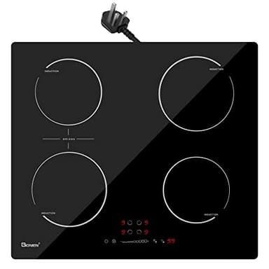 GlONlEN Plug-in Induction Hob 13 Amp 2800W,60cm Integrated Electric Cooktop with Bridge Zone, 4 Cooking Rings Cooker GIT470SP,Drop-in Ranges