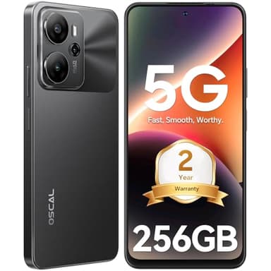 OSCAL TIGER 13 5G Mobile Phones, AI 5G Smartphone, 24(8+16) GB Gaming Phone, Mobile Phone 256GB(TF 2TB),Octa Core, 50+8MP,90Hz 6.67" HD+ Dual Sim,5000mAh,Face ID/Fingerprint/NFC/ BT5.0/OTG/GPS(Black)
