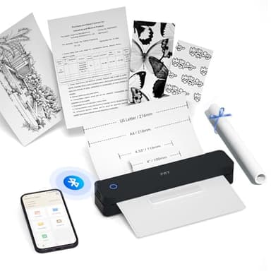 PRT Portable Printer, Inkless Thermal Bluetooth printer Support A4, A5, Compatible with iOS, Android, Laptop, Small Printer for Office, Vehicle, Home Use