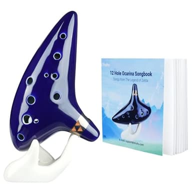 Ohuhu Legend of Zelda Ocarina, Zelda Ocarina with Song Book, 12 Hole Alto C Zelda Ocarina Gift for Zelda Fans with Display Stand Protective Bag, Perfect for Beginners and Professional Performance