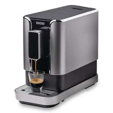 Unold Luca Bean to Cup Coffee Machine 28835 - Small and Compact Espresso Maker - Hot Water Dispenser for Tea - 19 Bar - 1470W - 1.2L Reservoir - Adjustable Height Spout - 5 Grinder Settings