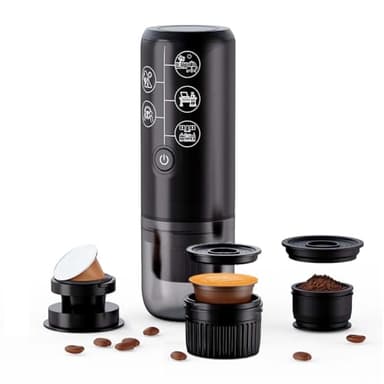 HAILASRE 3 in 1 Portable Espresson Machine Eletric Travel Coffee Maker With NS Capsule & Ground Coffee & DolceGusto Pod， USB-type C & Car Charger，17 Bar Filter Coffee Maker(Black) without heating