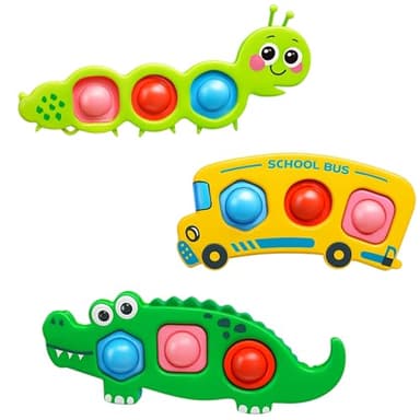 Plane Toys for 1 Year Old, Fidget Toys for Toddlers, Baby Travel toys for Airplane, Sensory Development for 12-36 Months Old, 3 Pack Spinning toys