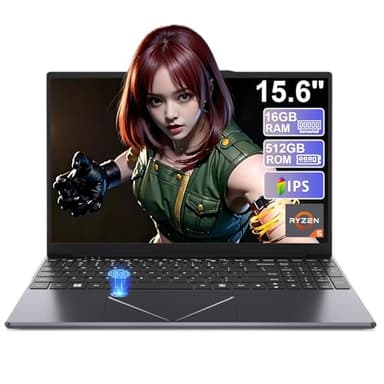 DREAMFYRE 15.6 Inch Laptop PC 16GB DDR4 512GB SSD, Ryzen 5 3500U Processor Gaming Laptop Computer with Touch ID Support 2.4/5G WiFi Bluetooth USB 3.0 x 2, Audio Jack x 1, HDMI x 1, Slot