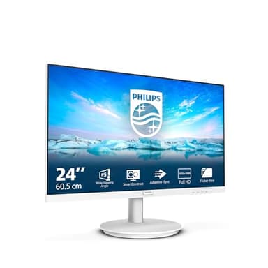 PHILIPS 241V8AW - 24" FHD Monitor with inbuilt Speakers (1920x1080, 75 Hz, VGA, HDMI) White