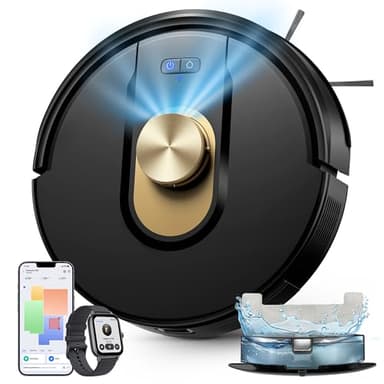 Vexilar W9 Robot Vacuum Cleaner with Mop,8000Pa Robotic Vacuum with LiDAR Navigation,15 No-go Zones, 150 Min Max Runtime, App Control, 3-in-1 Sweep and Mop Robot for Pet Hair, Carpet and Hard Floors