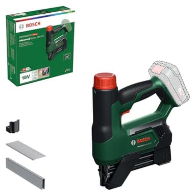 Bosch 18V System Cordless Stapler/Nailer AdvancedTacker 18V-25 (Powerful 2-in-1 Tacking and Nailing; incl. Staples, Nails, Distance-Guide Accessory, Wire-Guide Nose Cap)