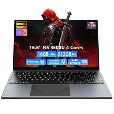 Breloom 2025 Gaming Laptop,15.6in Laptop Computer with AMD Ryzen 5 3500U Processor, 16GB DDR4, 512GB SSD, Win 11 PRO, Backlit Keyboard, HDMI Type-C (Deep Grey, 3500U, 16GB+512GB)