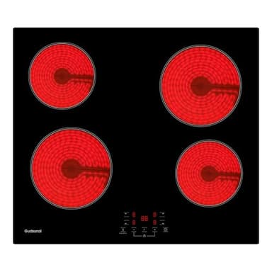 Gudsunal Electric Ceramic Hob with 4 Zones, 6000W, 9 Power Level, Keep Warm,Timer, Child Safety Lock,Residual Heat Indicator, Hard Wired