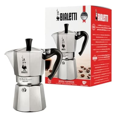 Bialetti Moka Express Aluminium Stovetop Coffee Maker (9 Cup), 420ml, Silver.