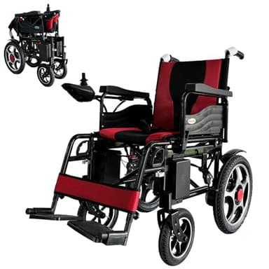 Foldable Electric Wheelchair for Adults, 12Km Long Travel Range, Motorized Power Chair for Indoor/Outdoor - Compact Size (Black)