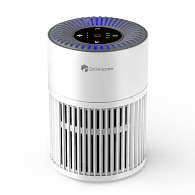 Dr.Prepare Air Purifiers for Home Bedroom, Quiet Air Purifier, 360°Air Inlet, H13 HEPA Filter, 15 dB Sleep Mode & Night Light, 12W Energy Efficient, Portable Air Cleaner for Pet Hair, Smokers, Odors