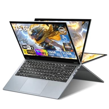 Tunhail 2026 Laptop15.6 Inch 2 in 1 Laptop, notebook laptop Ryzen R3-3200U(Up to 3.5 GHz), laptops Computer 16GB RAM 512GB SSD,1920X1080 FHD,WiFi 5 BT5.1 Backlit Keyboard,RJ45 Type- C,360° Rotating