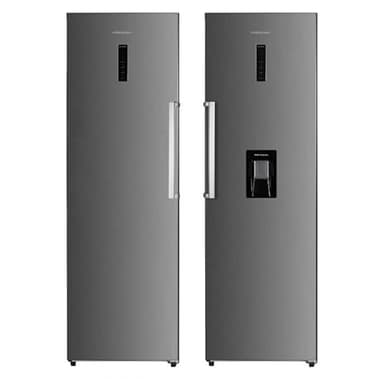 Cookology 630L Tall Fridge and Freezer Pack, Freestanding with Low Noise, Water Dispenser, Frost Free System, Digital LED Touch Display and Reversible Doors - Inox