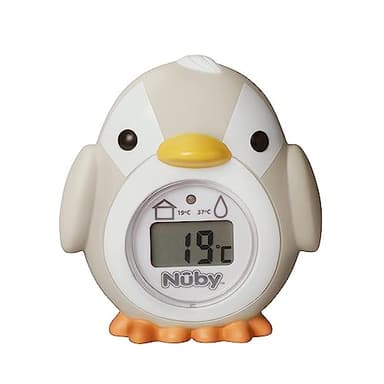 Nuby Penguin Baby Bath Thermometer - Digital Thermometer with Easy to Read Screen | BPA Free | Suitable from Birth (Grey)