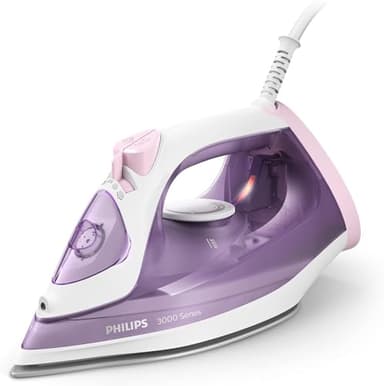 Philips Steam Iron 3000 Series DST3010/30 - 2,000 W, Constant Steam Output of 30 g/min, 140 g Steam Shock, Ceramic Ironing Sole, Vertical Steam, Purple/White