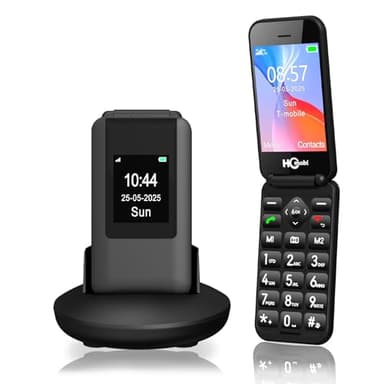 HCMOBI 4G Flip Mobile Phone for Elderly, Big Button Senior Phone, Basic Flip Phone,2.8" +1.5" Dual LCD Screen,1400mAh Battery,Bluetooth,SOS Button,Camera,FM (Black)