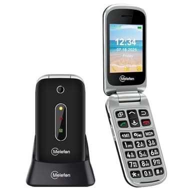 Melefon 4G Flip Senior Mobile Phone,Big Button Mobile Phone for Elderly|SOS Button|High Volume|Speed Dial|Digital Voice Broadcast|Unlocked 2.4" Colour Display|1350mAh Battery