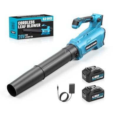 Leaf Blower,20V Cordless Leaf Blowers with 2×4.0Ah Battery, 260km/h &450CFM,Only 4.9LBS Lightweight Electric Garden Blower for Lawn Care,Battery Operated Leaf Blower with charger for Patio,Driveways