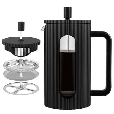 wedrink French Press Coffee Maker Cafetiere 600ml/21oz French Press Caffettiera Brewer Tea Maker with Heat Resistant Borosilicate Glass Stainless Steel Filter Black
