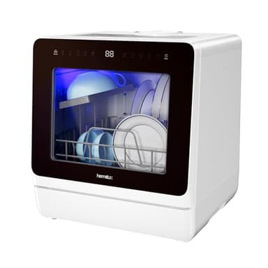 Hermitlux Table Top Dishwasher 7+3 Programmes, Mini Countertop Dishwasher with 5 Place Settings, Delayed Star Function & Child Lock