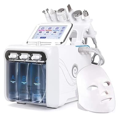 Hydrofacial Machine, 7 in 1 Water Oxygen Beauty Device with LED Mask for Deep Cleansing, Peeling, Hydro Dermabrasion, and Jet Peel
