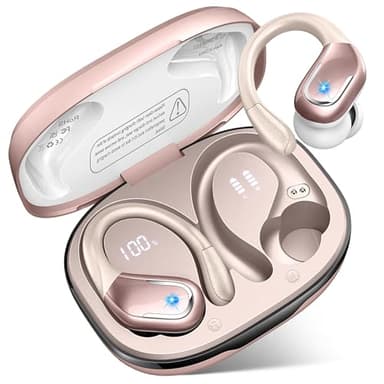 Wireless Earbuds, 75H Bluetooth 5.4 Headphones Sports with ENC Mic, Stereo Noise Cancelling Ear Buds, Wireless Headphones with Earhooks, LED Display, IP7 Waterproof Bluetooth Earphones for Running Gym