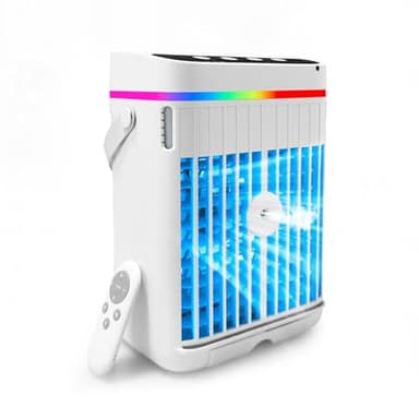 4-in-1 Portable Air Conditioner - Mini Air Cooler with 3 Speed Settings, Cool Mist Function, Timer Modes & 7-Color LED Lights - Personal Air Cooler for Home, Bedroom & Office
