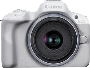 Canon EOS R50 Mirrorless Camera (White) + RF-S 18-45mm F4.5-6.3 IS STM Lens - 24.2MP, APS-C, 15fps | 4K 30p Oversampled 6K Video | Wi-Fi and Bluetooth | Compact, Portable for Travel & Vlogging