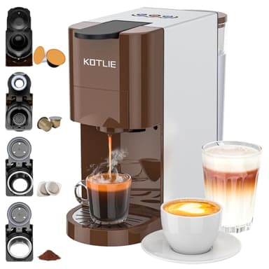 KOTLIE Espresso 4in1 Coffee Machine for Nespresso Original/Dolce Gusto/L’OR/Ground Capsule and ESE Coffee Pods,19 Bar Automatic Coffee Machines (AC-513K)