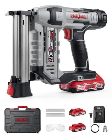 Electric Nail Gun, LINKNAL Cordless Brad Nailer Battery Powered,18 Gauge, 2×20V MAX Li-ion Batteries, Charger and 1000 Nails Included (L820-BN)