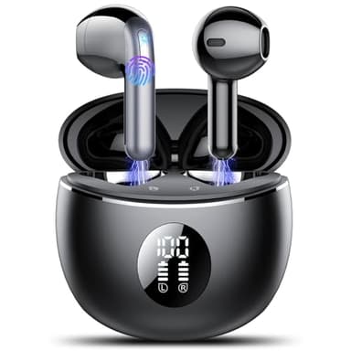 Wireless Earbuds, Ear buds Bluetooth 5.4 Headphones in Ear, 2025 New Bluetooth Earphones with 4 ENC Noise Cancelling Mic, Bass Boost 87%, 50H Ear phones with IP7 Waterproof, Fast Charge, LED Display