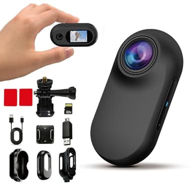 Xilecam Mini Body Camera 1080P with 32GB Card Helmet Camera Body Cameras with Audio and Video Recording Multi-Function Accessory Body Cam（Black）