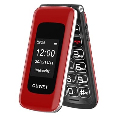 Guwet 2G Big button Mobile Phone for Elderly, Dual-screen, Senior Mobile Phones with 1600mAh Battery, Basic Mobile Phone With SOS Emergency Button, Red