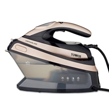 Tower Steam Generator Iron 2400W, High Pressure Steam for Faster Ironing, 135g/min Continuous Steam, 1.5L Tank for Longer Use, Fast Heat-Up, Ceramic Soleplate, Gold & Black (T22024GLD)