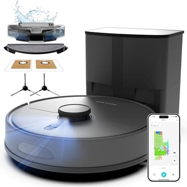 Deenkee Robot Vacuum Cleaner with Mop,6000Pa Robotic Vacuums with Self-Emptying Station, Up to 90 Days of Hands Free Cleaning,Lidar Navigation,No-Go Zone,Mapping,Wi-Fi/App/Alexa,Hard Floors/Carpet