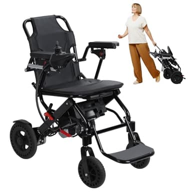 Portable Electric Wheelchair, 330 Lbs Capacity Electric Wheelchairs for Adults Foldable, 12 Miles Range Motorized Wheelchair for Seniors, All Terrain Compact Lightweight Power Wheelchair