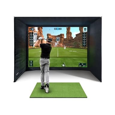 SimSpace Golf Simulator Enclosure with Impact Display Projection Screen, use with all Golf Launch Simulators and Monitors.