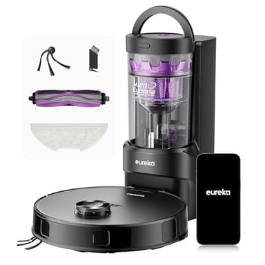 Eureka E20 Evo Plus Robot Vacuum Cleaner with Mop 10,000 Pa Suction with LDS Navigation & 45-Day Self-Emptying Bagless Station, 180 Minutes Runtime for Pet Hair, Hard Floors, Lift Mop for Carpets