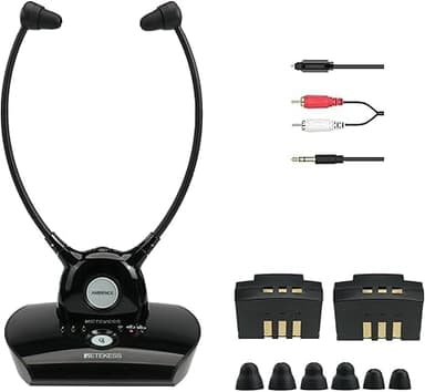 Retekess TA008 Wireless Headphones for TV Listening, TV Ears Digital Wireless Headphones, One Key Hearing Assistance, 2.4G Low latency, Dual battery - 10H Using, TV Sound Amplifier for Seniors