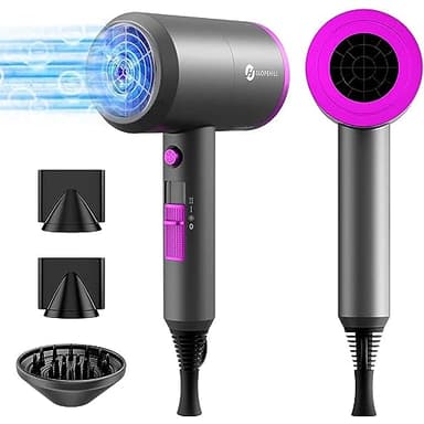 slopehill Hair Dryer Professional Ionic Diffuser Hairdryer,1800 Watt AC Motor Quick Dry Travel Hairdryer, Salon with Hot and Cold Buttons Hairdryers for Women & Men, 2 Concentrators and 1 Diffuser