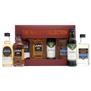 Whisky Gift Set - Single Malt Whiskey Gift Sets for Men 4 x Alcohol Miniatures 5cl, Glengoyne, Glenfiddich, Jura, Masthouse - Mini Whiskey Tasting Set, Mens Gifts for Boyfriend, Dad Gift, Fathers Day