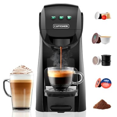Warriors1 5 in 1 Pod Coffee Machines for Nespresso Original, Dolce Gusto, Lavazza A Modo Mio, Espresso Point Capsule and Ground Coffee, 20Bar, 0.8L, Automatic Small Coffee Machine for Home and Office