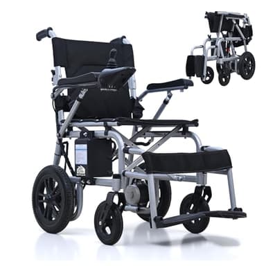 D12 Electric Wheelchair for Adults,Folding Electric Wheelchair ith Long Range up to 20 KM,Load 150 kg, Foldable for Transport, Anti-tilt System & Safety Brakes, for Everyday and Outdoor Use