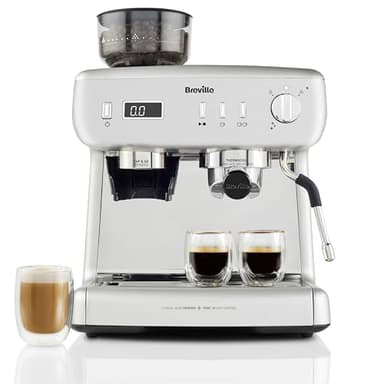 Breville Barista Max+ Espresso | Latte & Cappuccino Coffee Machine | Intelligent Grind & Dosage | Precision Extraction Timer | Integrated Milk Frother | 15 Bar Italian Pump | Silver [VCF153]