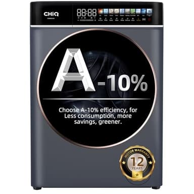 CHiQ CW086581AXU Washing Machine, 8kg, 1400rpm, BLDC Inverter Motor, 12 Washing Cycles, Steam Care, LED Touchscreen, Grey
