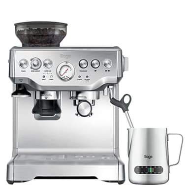 Sage - The Barista Express - Bean to Cup Coffee Machine with Grinder and Manual Milk Frother - 16 Grind Settings, 15 Bar Pump, PID Temp Control - With Temperature Control Jug, Brushed Stainless Steel