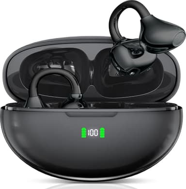 Clip-On Bluetooth Earbuds,Open-Ear Sports Headphones,Wireless bone conduction earphones,Innovative Earhook Design for Fitness,80 hours standby time, Secure Fit, Water and Dust Resistant (Black)