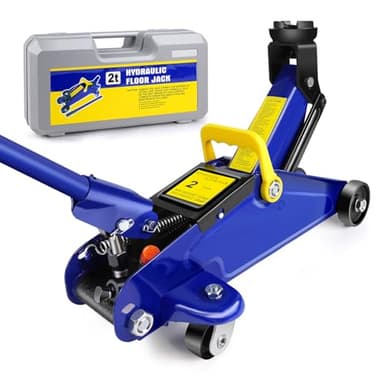 2 Ton Hydraulic Trolley Floor Jack Heavy Duty for Car Van Caravan, Hydraulic Floor Garage Trolley Jack Lifting with Case 2000kg Lift, Portable Garage and Workshop Equipment, 2 Year Warranty, Blue